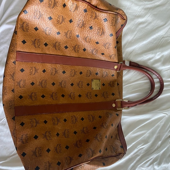 MCM Handbags - MCM Cognac Vasetos Travel Bag with Iconic Monogram